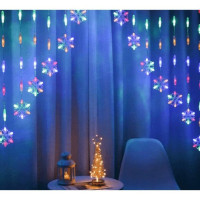 Світлодіодна новорічна гірлянда Сніжинка 3 м штора-арка Мультиколор